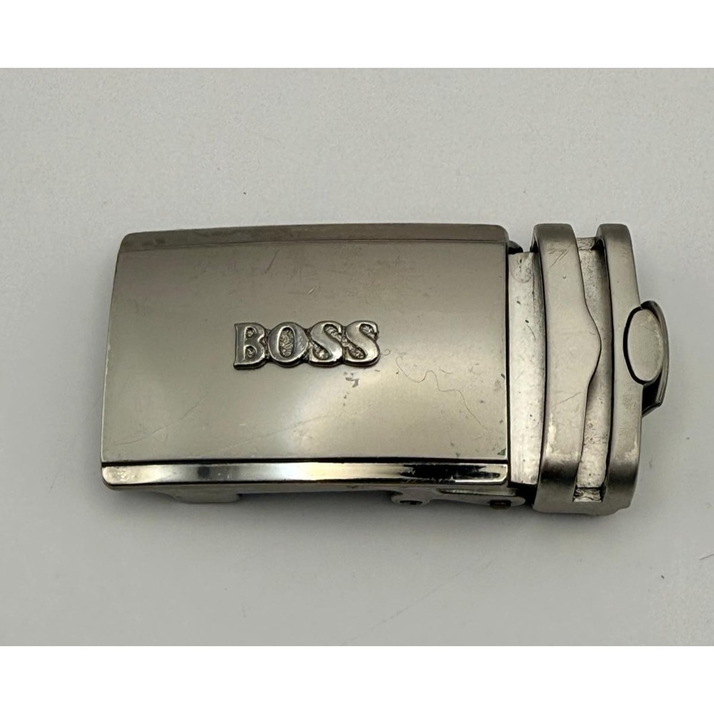Hugo Boss Silver Tone Automatic Ratchet Belt Buckle Click Style M88